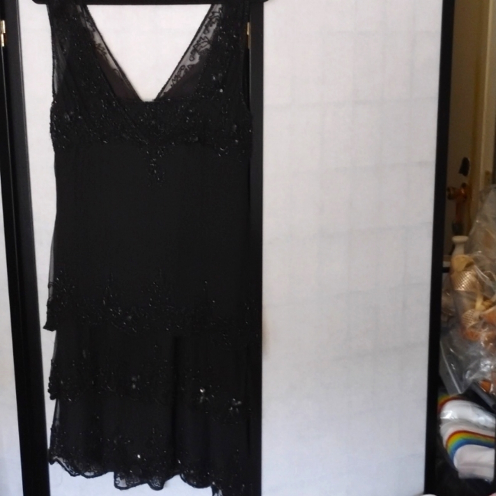 Pissaro Nights-Silk cocktail dress Exclusive beautiful beading throughout